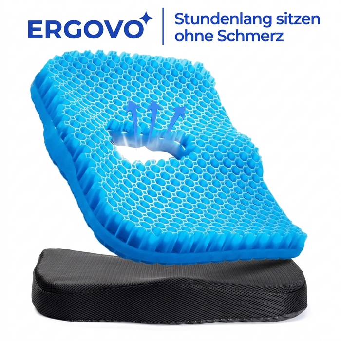 Ergovo Premium Waben-Gel-Sitzkissen ergonomisch Druckentlastung
