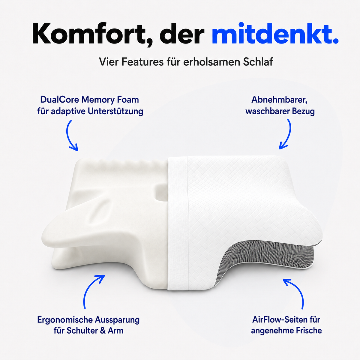 Ergovo Deepsleep ergonomisches Nackenstützkissen Memory Foam | HWS-Stütze