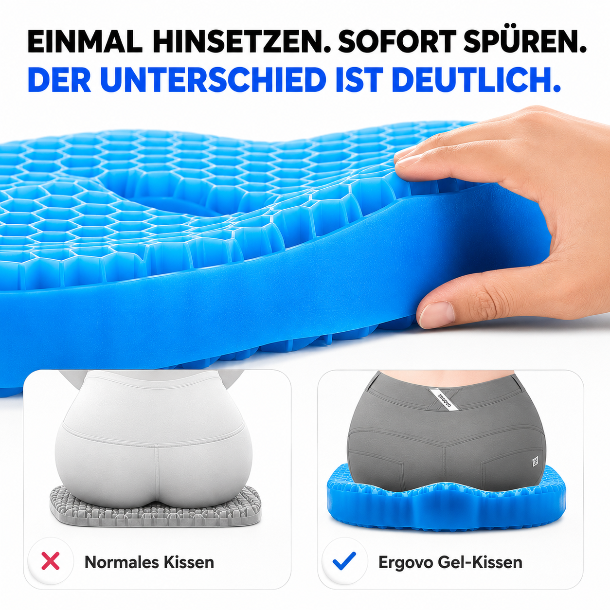 Ergovo Premium Ergonomisches Waben-Gel-Sitzkissen