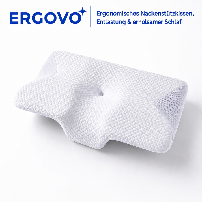 Ergovo Deepsleep ergonomisches Nackenstützkissen Memory Foam | HWS-Stütze gegen Nackenschmerzen