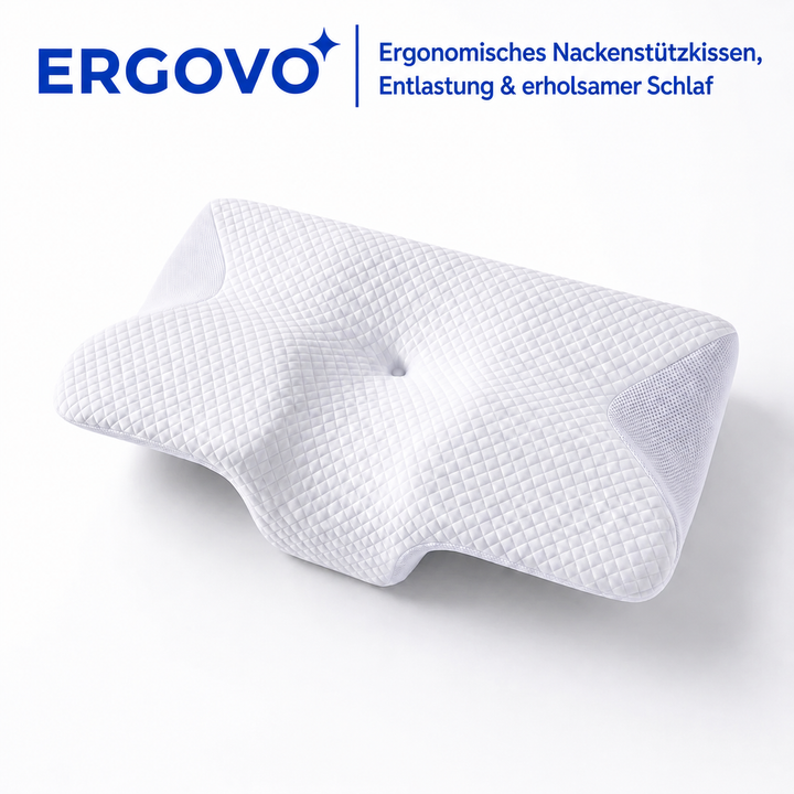 Ergovo Deepsleep ergonomisches Nackenstützkissen Memory Foam | HWS-Stütze gegen Nackenschmerzen